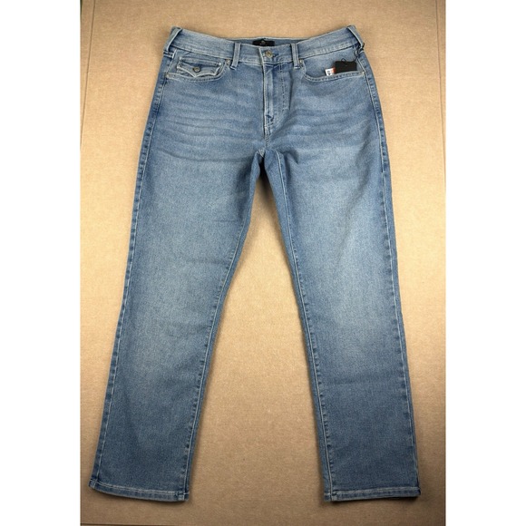 True Religion Jeans Mens 34‎ Blue Geno Relaxed Slim Medium Wash Flap Pockets
